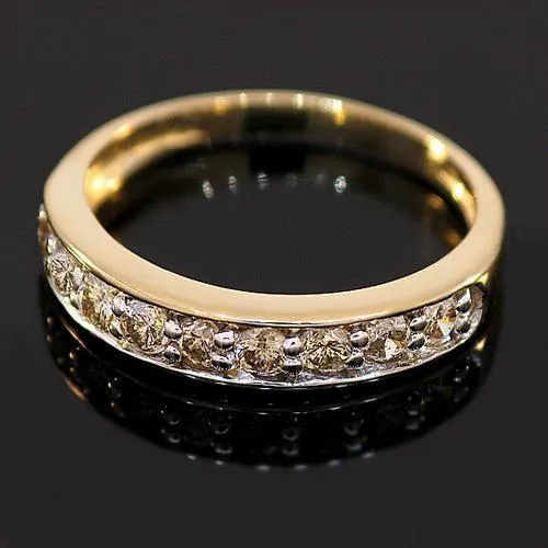 10K Yellow Solid Gold Womens Diamond Wedding Band 0.50 Ctw