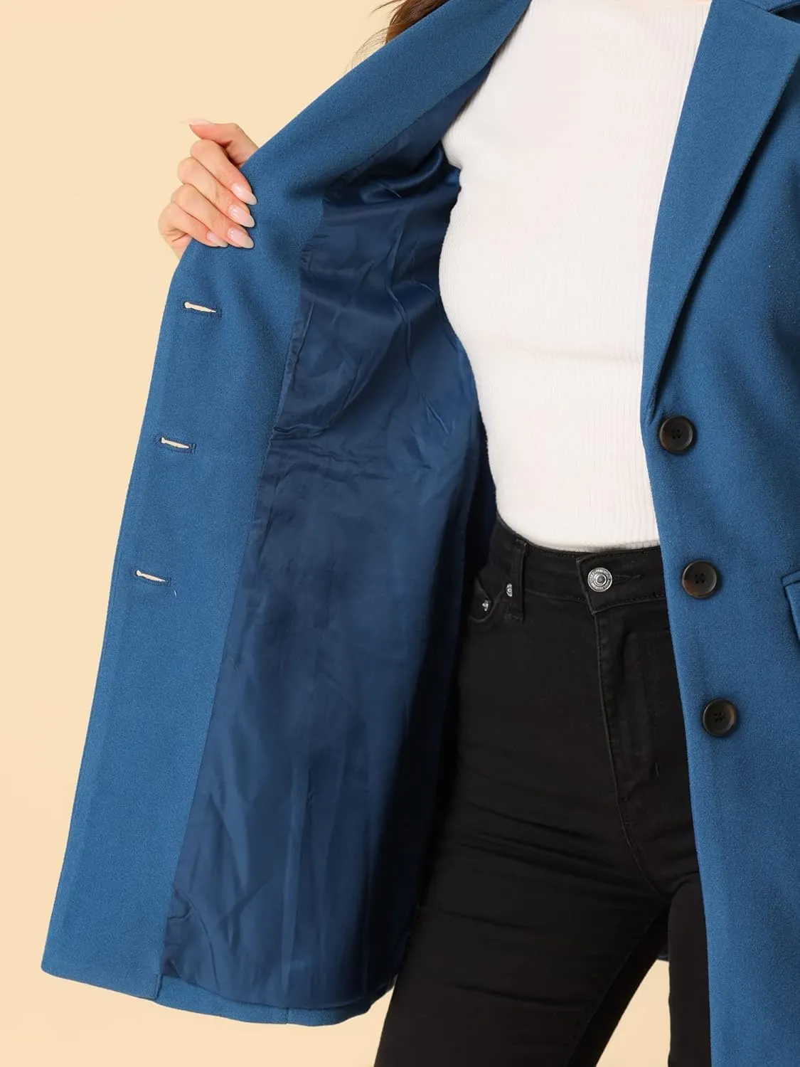 Allegra K Women's 2024 Pea Coat Single Breasted Long Winter Coats for Women