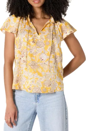 Amazon Essentials Women's Relaxed-Fit Cotton Sateen Flutter Sleeve Blouse