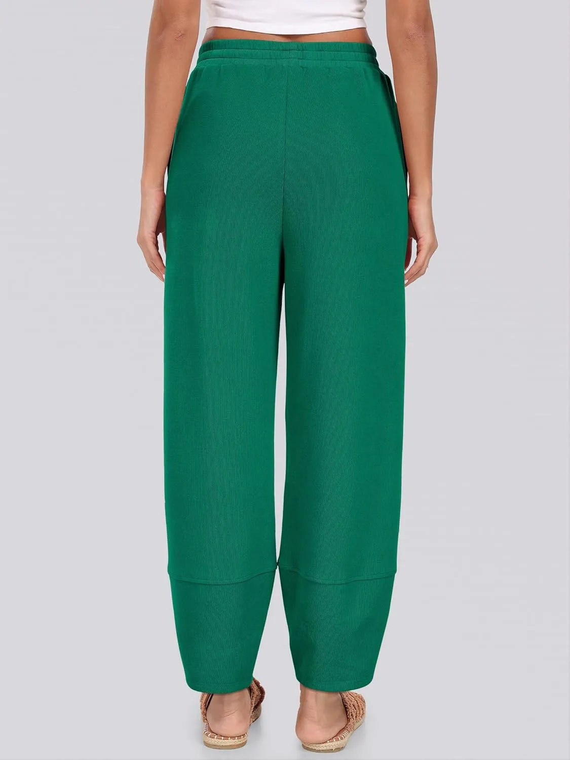Caracilia Women Barrel Wide Leg Pants Casual Elastic Waist Loose Comfy Spring Vacation Travel Baggy Lounge Sweatpants