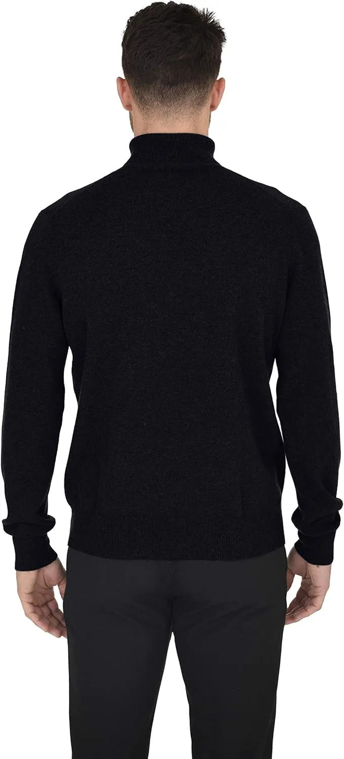 Cashmeren Men's Essential Knit Turtleneck Sweater 100% Merino Wool Long Sleeve Roll Neck Pullover