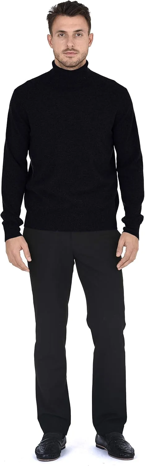 Cashmeren Men's Essential Knit Turtleneck Sweater 100% Merino Wool Long Sleeve Roll Neck Pullover