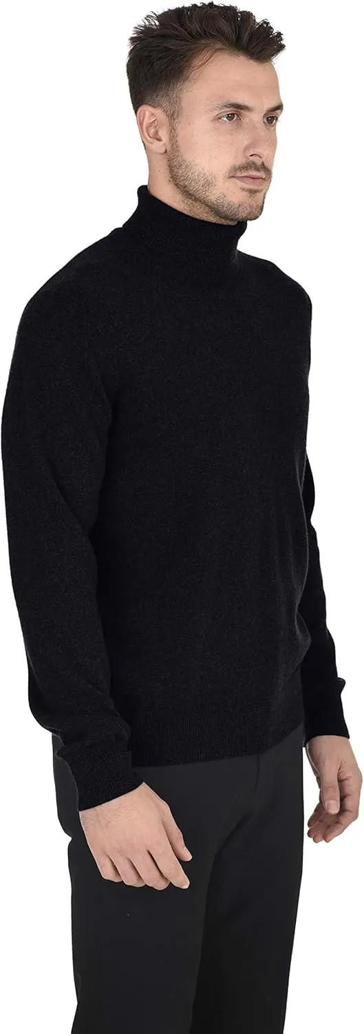 Cashmeren Men's Essential Knit Turtleneck Sweater 100% Merino Wool Long Sleeve Roll Neck Pullover