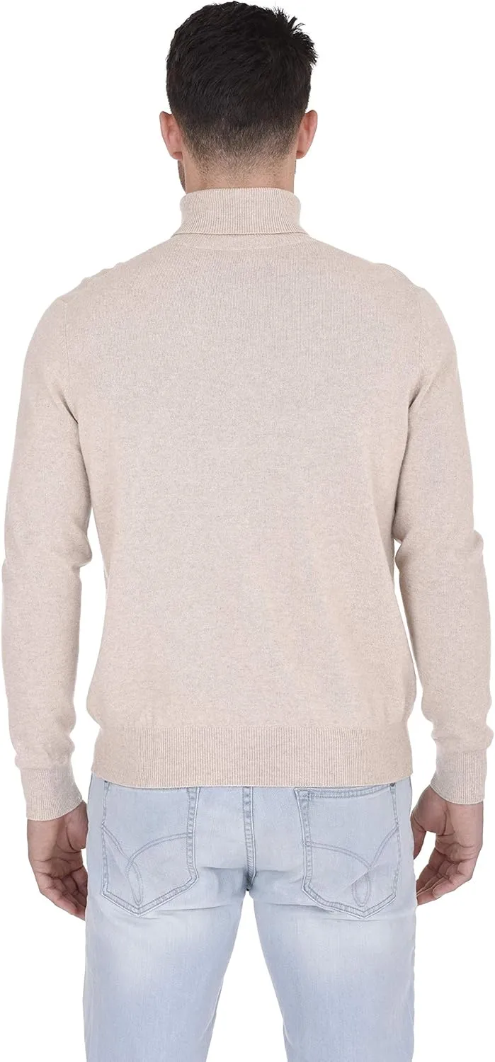 Cashmeren Men's Essential Knit Turtleneck Sweater 100% Merino Wool Long Sleeve Roll Neck Pullover