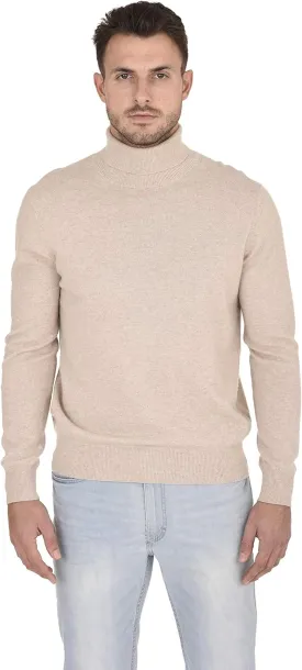 Cashmeren Men's Essential Knit Turtleneck Sweater 100% Merino Wool Long Sleeve Roll Neck Pullover