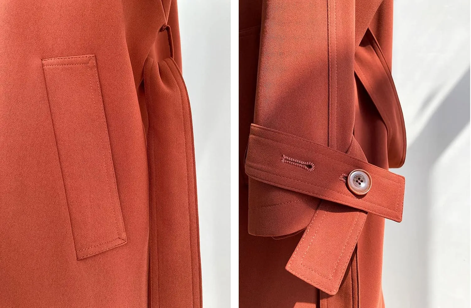 CHARTOU Women's Casual Notched Lapel Double Breasted Long Trench Coat with Belt