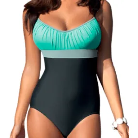 COLOR BLOCK VINTAGE RETRO ONE-PIECE