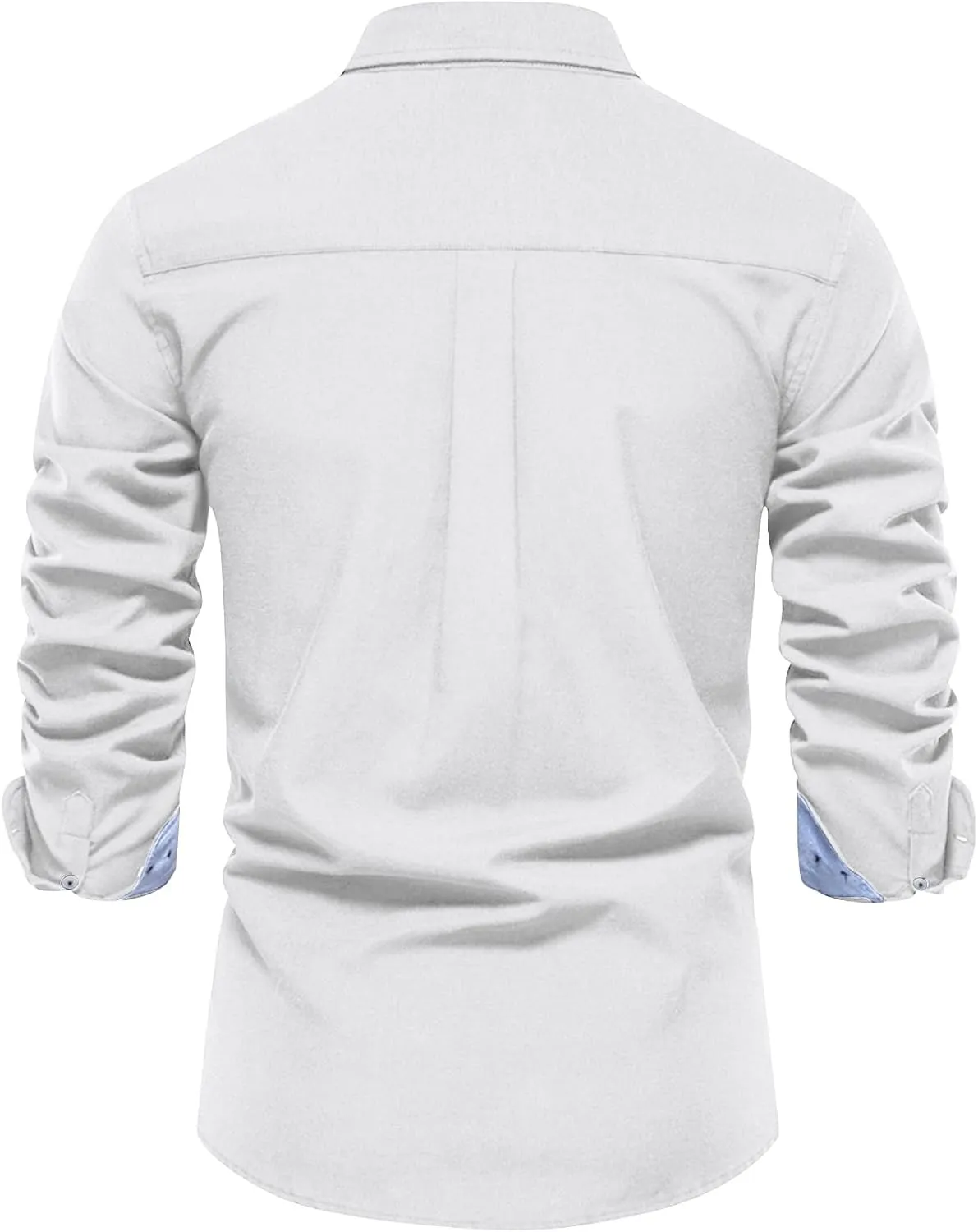 COZYPOIN Mens Dress Shirts Long Sleeve Wrinkle Free Regular Fit Inner Contrast Casual Business Wedding Button Down Shirt