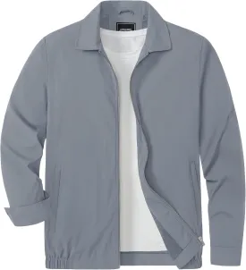CRYSULLY Men's Lightweight Bomber Jacket Casual Fall Windbreaker Laydown Collar Full Zip Coat Jackets