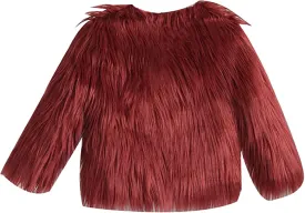 Girls Faux Fur Jacket Kids Furry Coat Elegant Shaggy Jacket Toddler Princess Dress Coat Fur Cardigan Baby Winter Coat