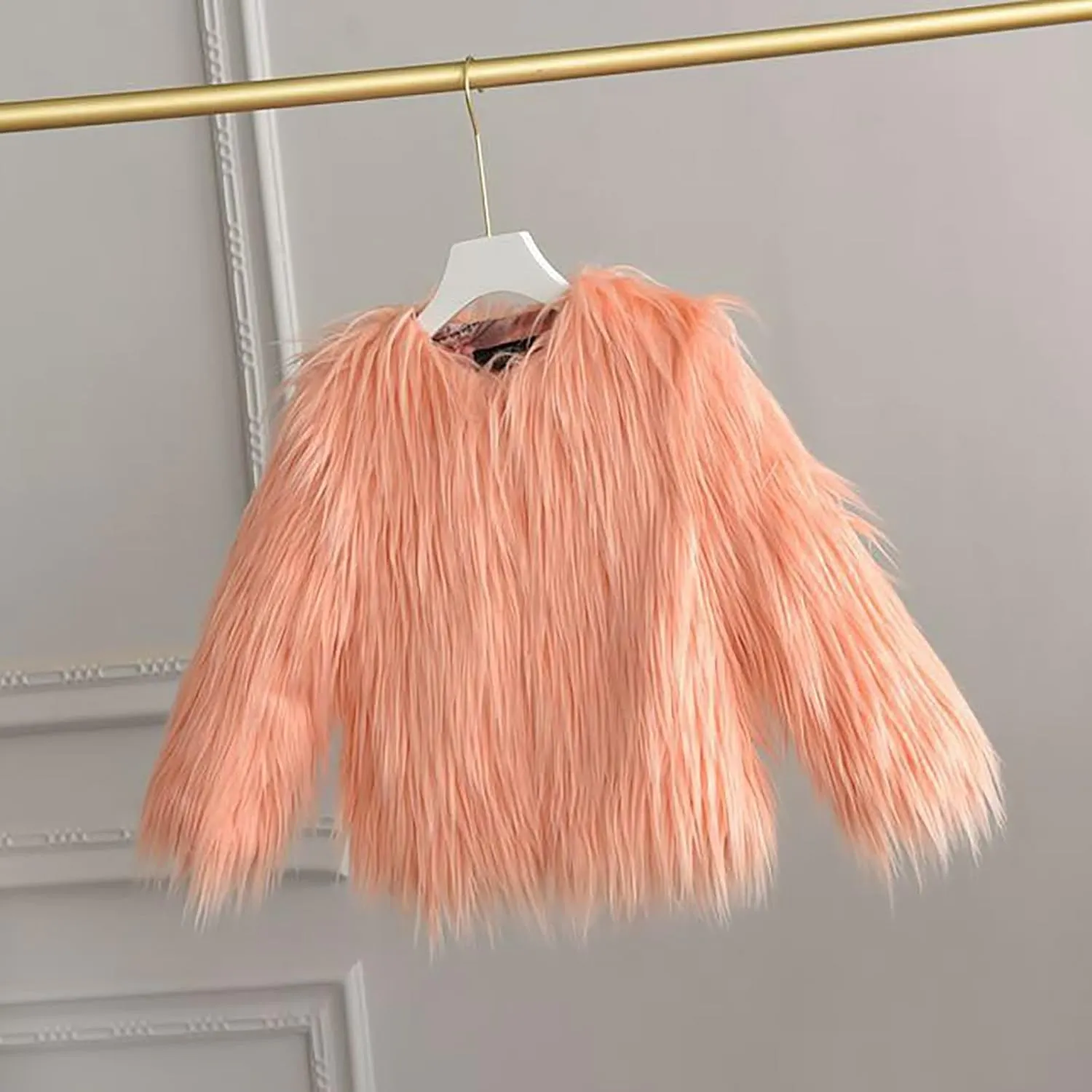 Girls Faux Fur Jacket Kids Furry Coat Elegant Shaggy Jacket Toddler Princess Dress Coat Fur Cardigan Baby Winter Coat