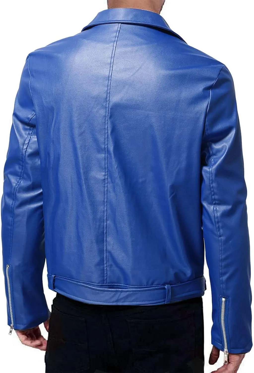 JEsilunmaMY Mens Solid Color Casual Leather Jacket Asymmetric Zip Suit Collar Bomber Coat Fashion Slim Moto Biker Outwear
