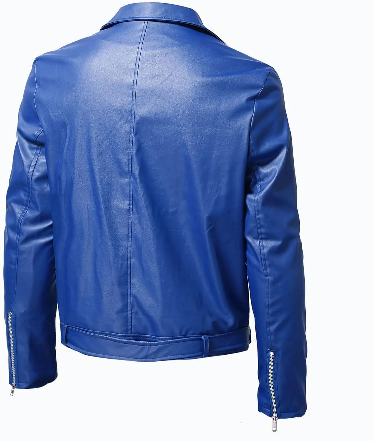 JEsilunmaMY Mens Solid Color Casual Leather Jacket Asymmetric Zip Suit Collar Bomber Coat Fashion Slim Moto Biker Outwear