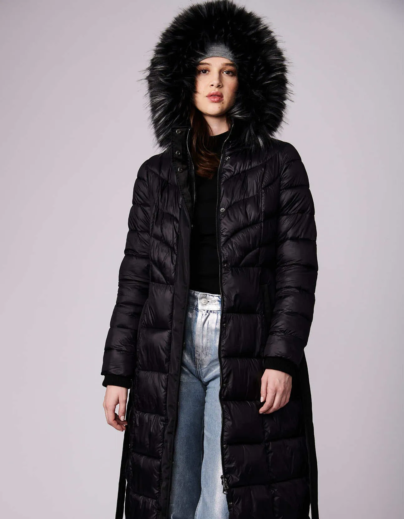 Jetsetter Vegan Fur Trim Long Puffer Coat