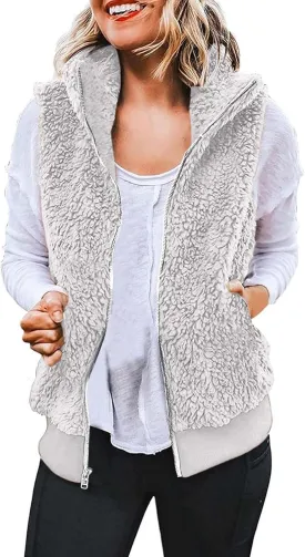 LCMTWX Womens 2023 Winter Fuzzy Fleece Jacket Long Jacket Faux Sleeve Short Warm Women's Solid Oversized Fuzzy Fleece