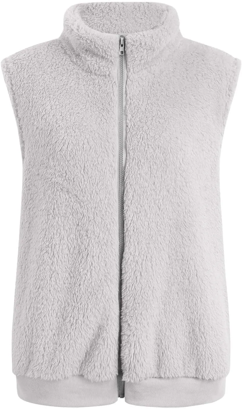 LCMTWX Womens 2023 Winter Fuzzy Fleece Jacket Long Jacket Faux Sleeve Short Warm Women's Solid Oversized Fuzzy Fleece