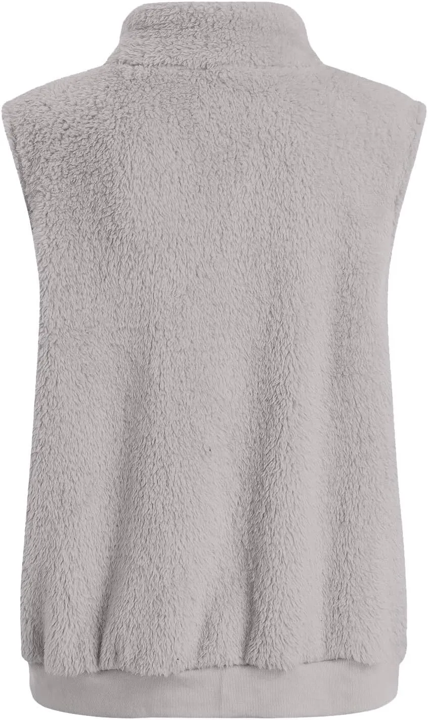 LCMTWX Womens 2023 Winter Fuzzy Fleece Jacket Long Jacket Faux Sleeve Short Warm Women's Solid Oversized Fuzzy Fleece