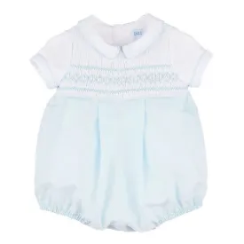 Luli & Me Classic Smocked Boy Bubble, Blue