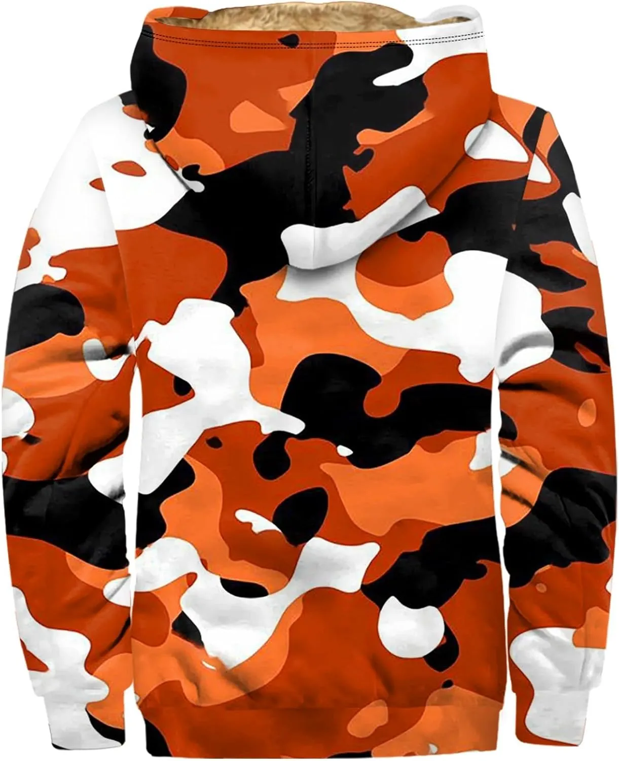 Mens Winter Camo Jacket Thickened Vintage Fashion Casual Padded Graphic Long Sleeve Warm Camo Coats