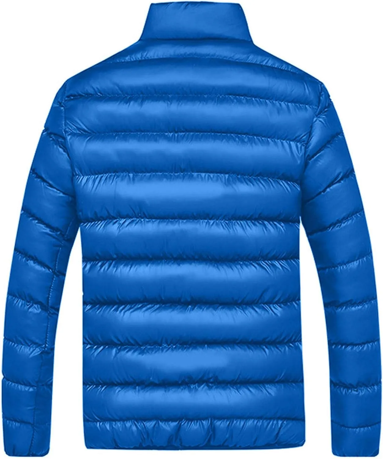 Mens Winter Puffer Jacket Full Zip Quilted Warm Packable Down Coats Lightweight Plus Size Puffy Stand Collar Jackets