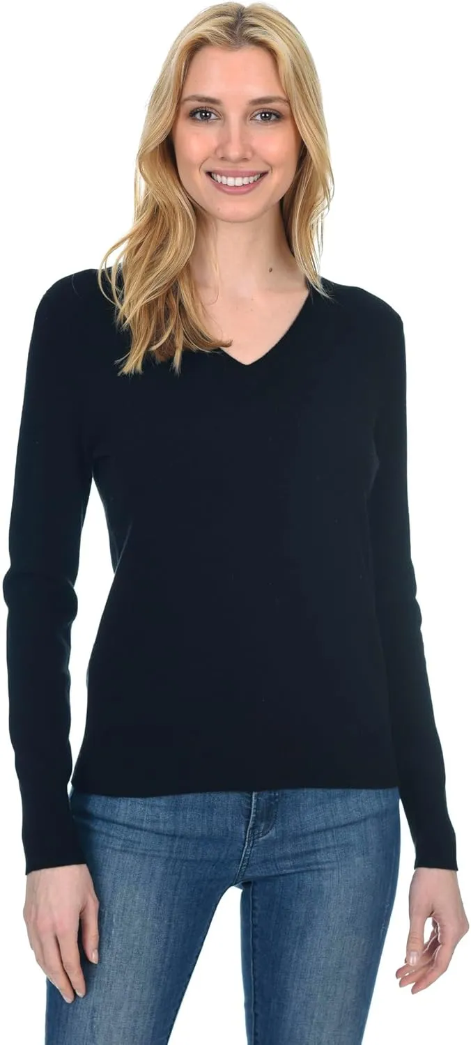 State Fusio Classic V-Neck Sweater Cashmere Wool Long Sleeve Fashion Pullover for Women