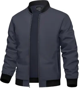 TACVASEN Men's Lightweight Jacket Spring Bomber Fall Windbreaker Casual Stylish Coats with Pockets