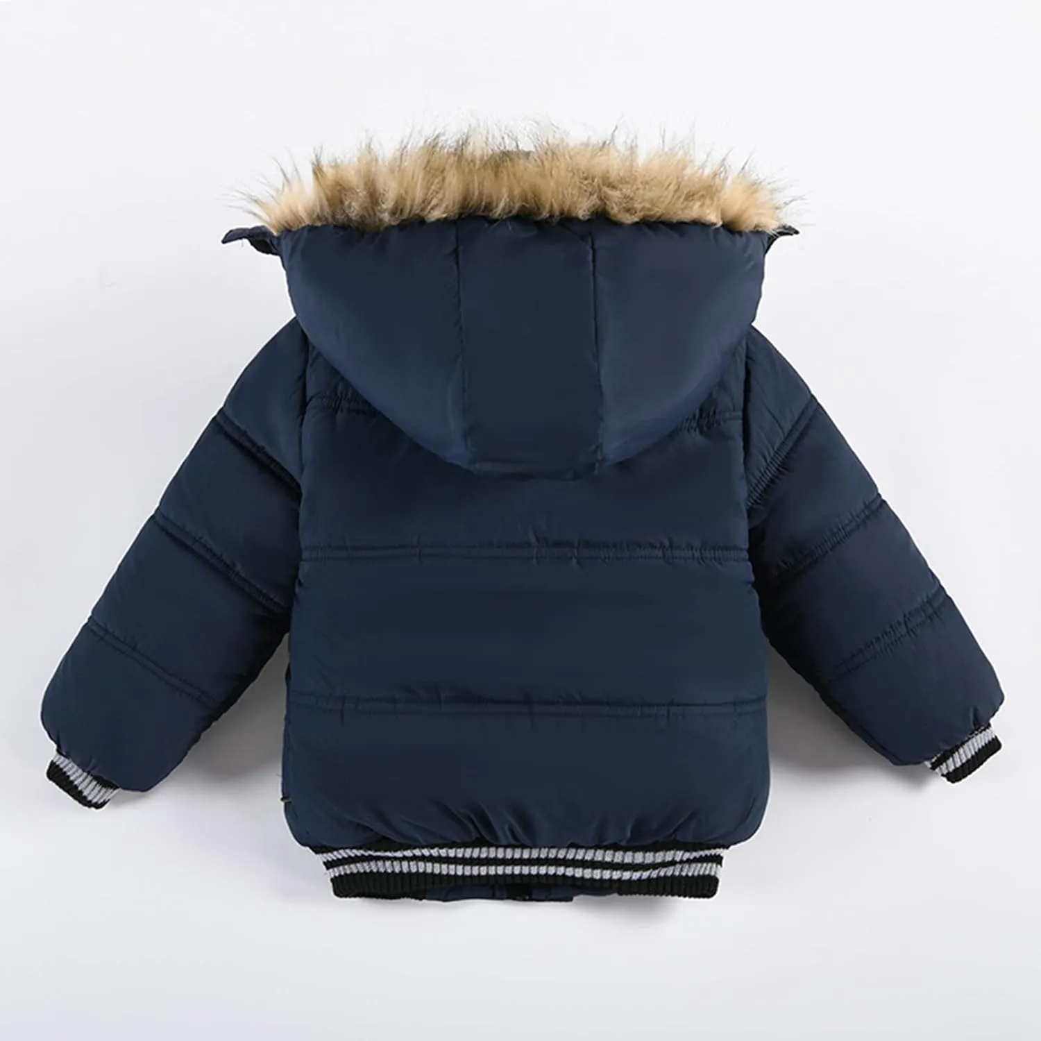 Toddler Boys Down Jacket Hood with Fur Collar Thick Warm Winter Fall Coat Parka Padded Fashion Warm Trim Outerwear