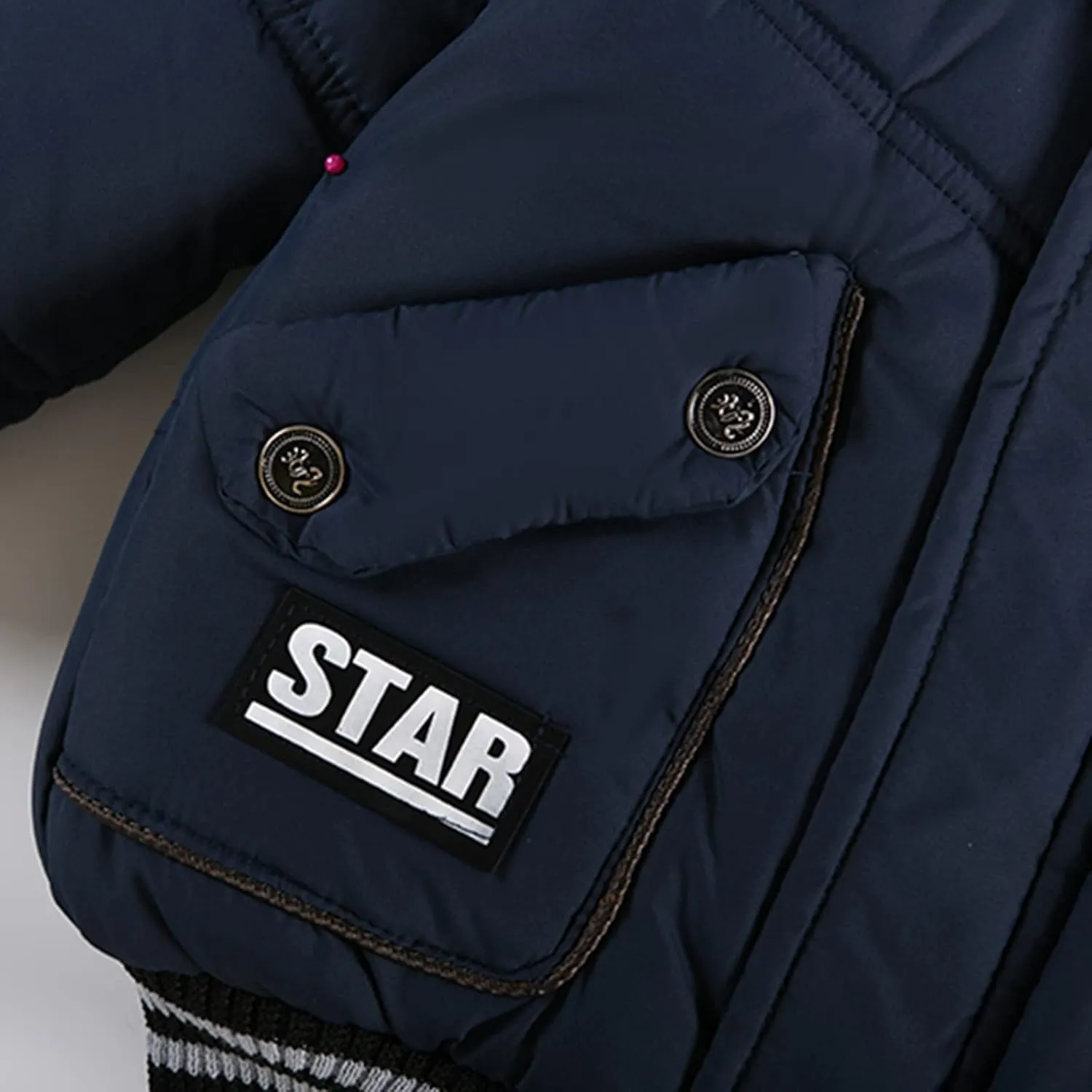 Toddler Boys Down Jacket Hood with Fur Collar Thick Warm Winter Fall Coat Parka Padded Fashion Warm Trim Outerwear