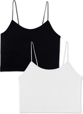 WallFlower Women's Carson Insta Smooth Seamless Shelf Bra Camisole 2-Pack (Standard and Plus)