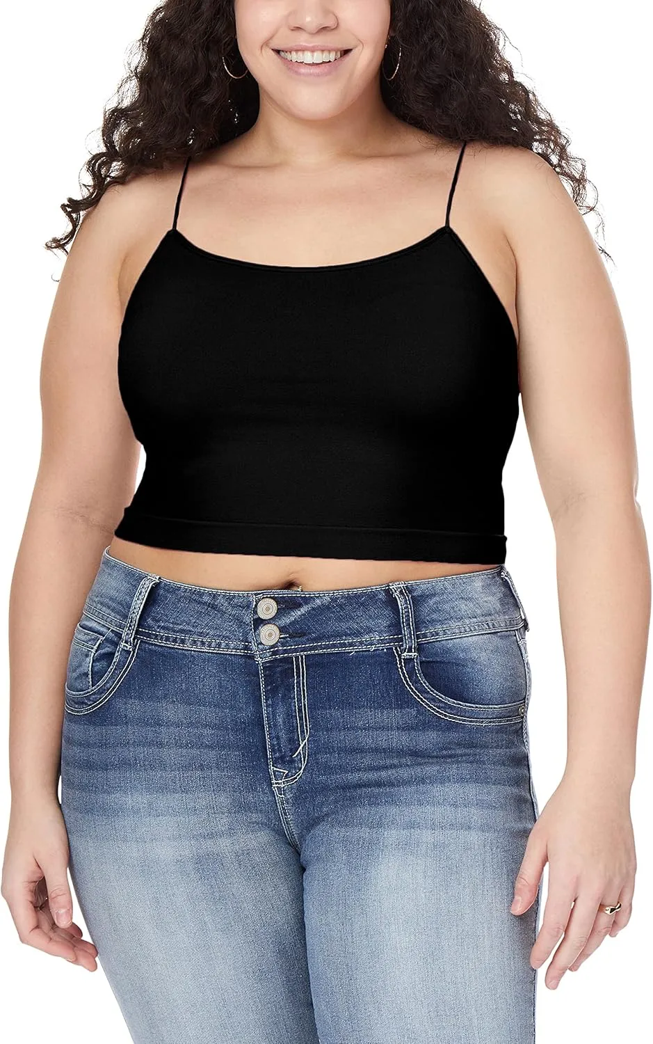WallFlower Women's Carson Insta Smooth Seamless Shelf Bra Camisole 2-Pack (Standard and Plus)