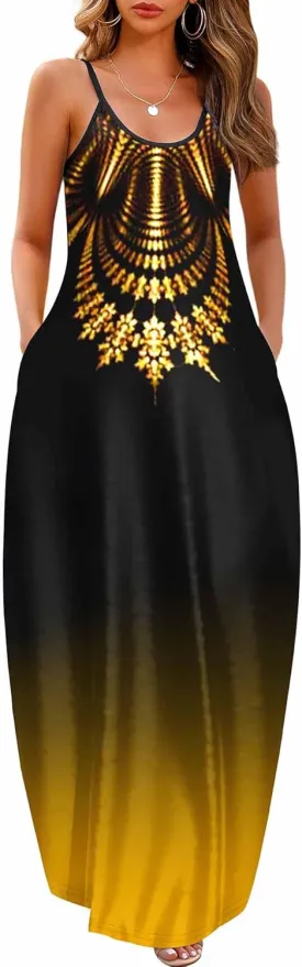 Wolddress Womens 2025 Casual Sleeveless Sundress Plus Size Loose Plain Long Summer Beach Maxi Dress with Pockets S-5X
