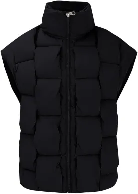 Women Winter Oversized Puffer Vest Sleeveless Jacket Zip Up Lightweight Stand Collar Insulated Padded Puffy Jackets Coat