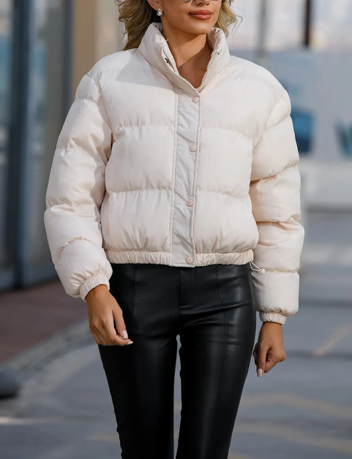 Women's Cropped Quilted Winter Puffer Jacket Outerwear Coats Quilted Jackets