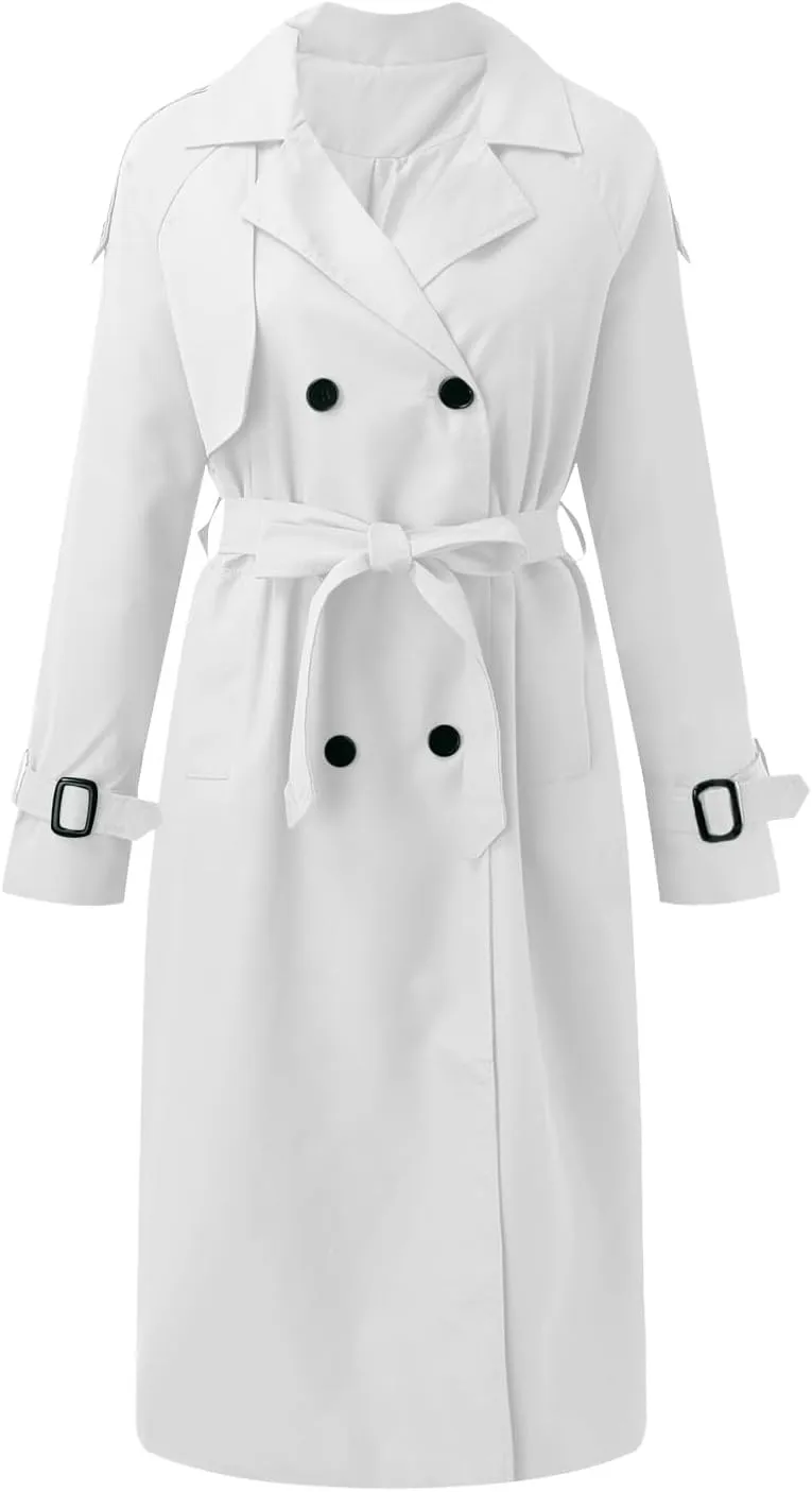 Women's Mid Length Casual Versatile Trench Coat Cute Fall Jackets for Women