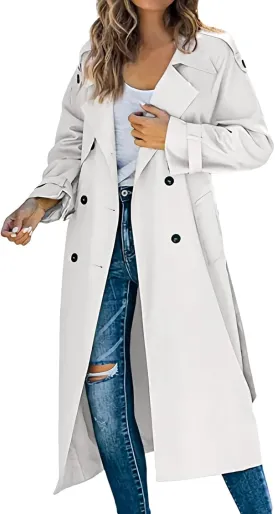 Women's Mid Length Casual Versatile Trench Coat Cute Fall Jackets for Women