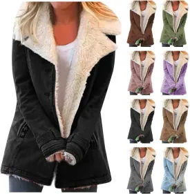 Women's Winter Warm Coats Fuzzy Fleece Sherpa Jackets Button Down Pullover Tops Casual Loose Outwear with Pockets