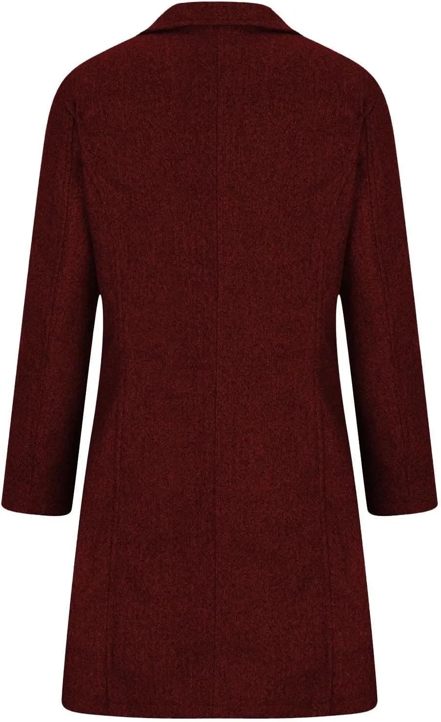 Womens Winter Wool Blend Coat Solid Single Breasted Stand Collar Pea Coat Casual Loose Thicken Warm Trench Coat